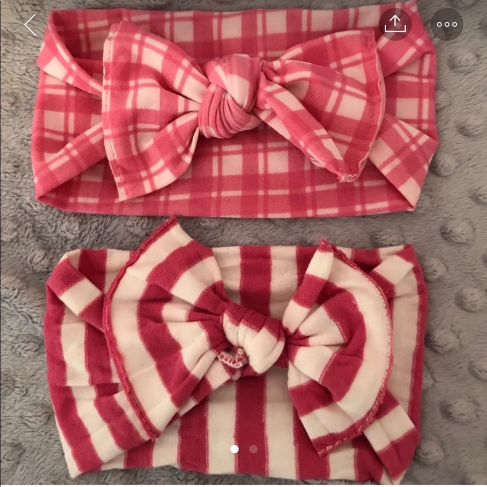 Two Baby Bling Bows pink plaid and stripe